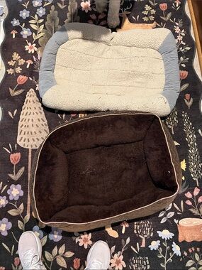 Plush Brown Rectangular Pet Bed - and cream and grey pet bed